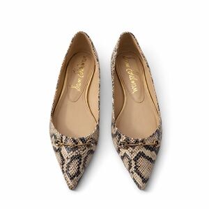 NWOT Sam Edelman Snakeskin Pointed Toe Flats w/ Gold Horsebit Hardware | Size 8